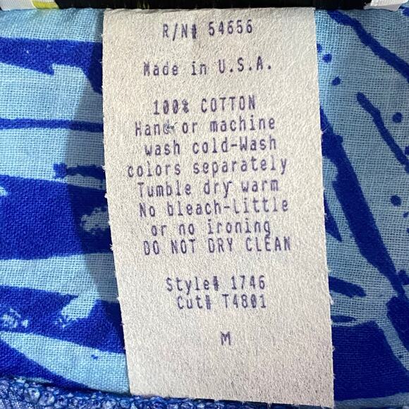 Vtg 80s 90s Two Potato Laguna Beach Midi Tiered Muumuu Dress M Cotton Blue NOS - Picture 16 of 16